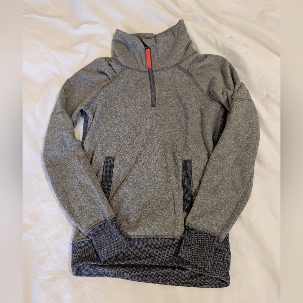 Ivivva Lululemon Pullover Girls Size 8 Gray 1/4 Zip Lined Cabin Core Kidscore
